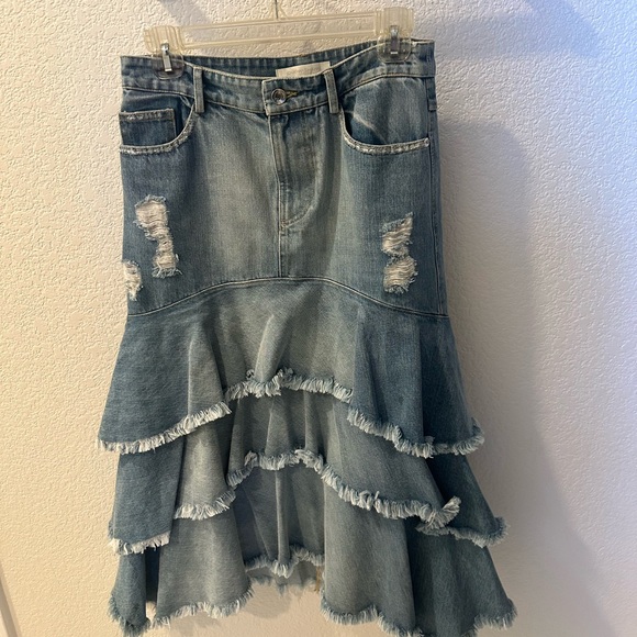 Jonathan Simkhai Blue High-Low Denim Skirt